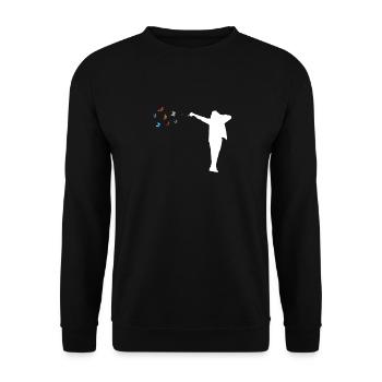 Musique pop, danse, papillons dans le ventre, fête dansante colorée - Sweat-shirt Unisexe - noir - Devant - Alina (178cm) & Michal (187cm)