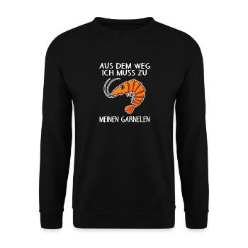 Garnele Garnelen Schrimp Meerestiere - Unisex Pullover - Schwarz - Vorne - Alina (178cm) & Michal (187cm)