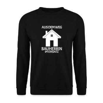 Bauherrin Aus dem Weg - Unisex Pullover - Schwarz - Vorne - Alina (178cm) & Michal (187cm)