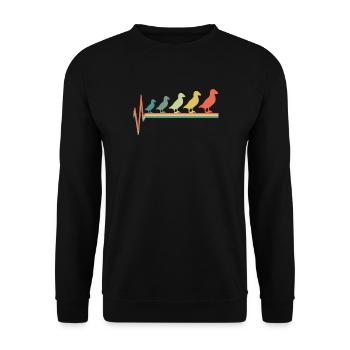 Puffin Birds Heartbeat - Unisex Sweatshirt - black - Front - Alina (178cm) & Michal (187cm)