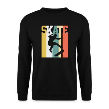 Skaten Skater Skate Vintage - Unisex Pullover - Schwarz - Vorne - Alina (178cm) & Michal (187cm)