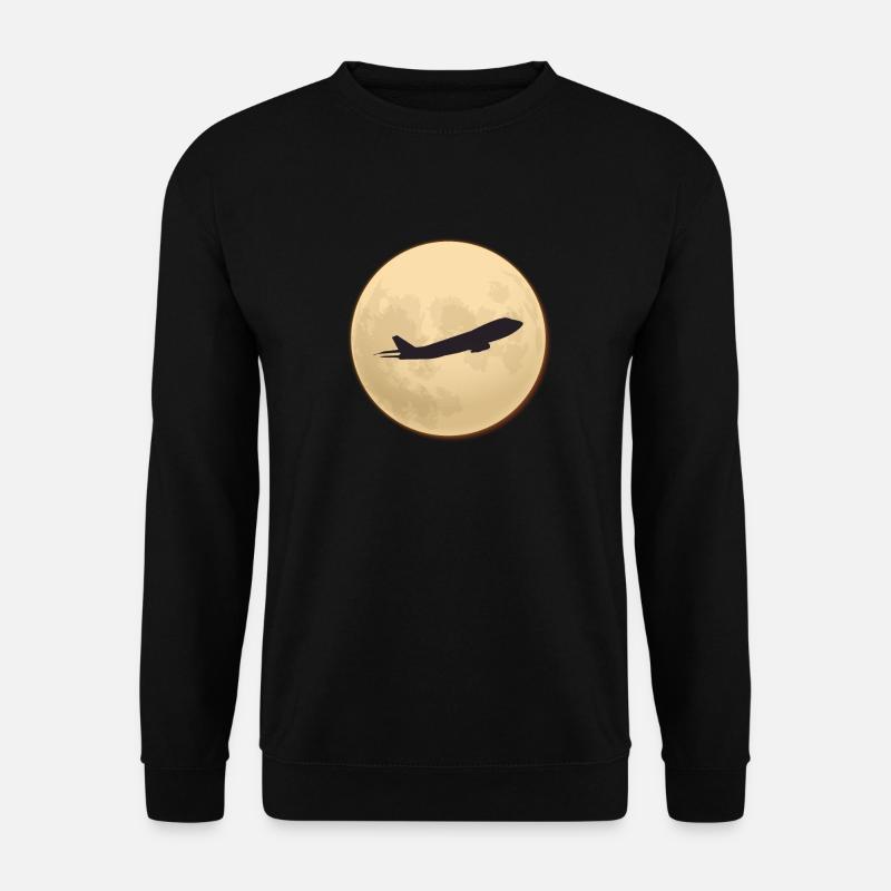Jumbo Silhouette gegen den Mond - Unisex Pullover - Schwarz