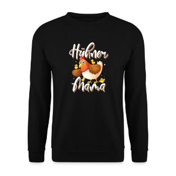 Hühner Mama - Unisex Pullover - Schwarz - Vorne - Alina (178cm) & Michal (187cm)