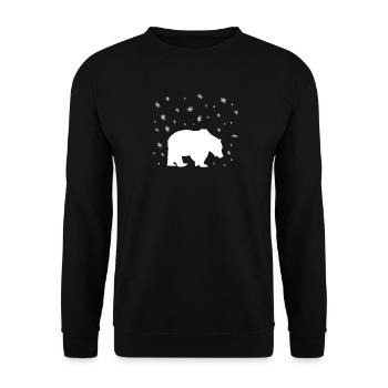 Eisbär Im Schnee - Unisex Pullover - Schwarz - Vorne - Alina (178cm) & Michal (187cm)