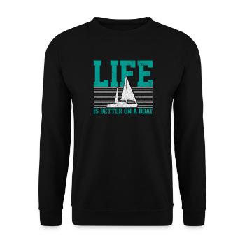 Segelboot Segler - Unisex Pullover - Schwarz - Vorne - Alina (178cm) & Michal (187cm)
