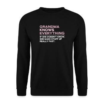 Grandma Knows Everything - Sweat-shirt Unisexe - noir - Devant - Alina (178cm) & Michal (187cm)