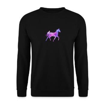 Buntes Pferd Wasserfarben Und Glitzer - Unisex Pullover - Schwarz - Vorne - Alina (178cm) & Michal (187cm)