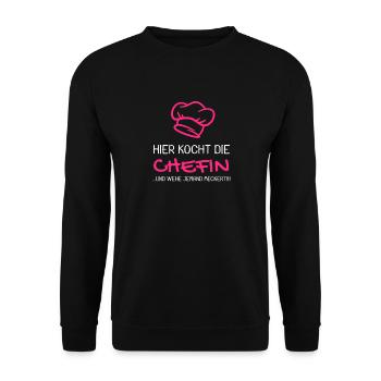 Chefkoch Spruch Chefin Damen Shirt - Unisex Pullover - Schwarz - Vorne - Alina (178cm) & Michal (187cm)