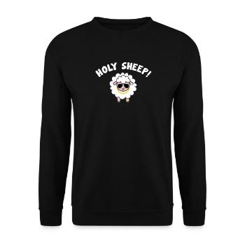 Holy Sheep! Ein Super Cooles Schaf - Unisex Pullover - Schwarz - Vorne - Alina (178cm) & Michal (187cm)