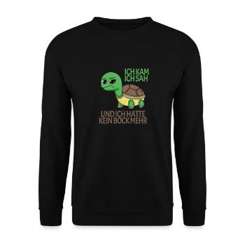 Schildkröte Kein Bock lustiger Spruch - Unisex Pullover - Schwarz - Vorne - Alina (178cm) & Michal (187cm)