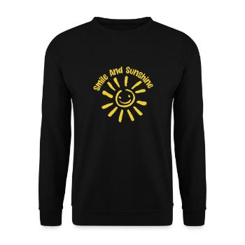 Lächeln und Sonnenschein Positive Haltung - Unisex Pullover - Schwarz - Vorne - Alina (178cm) & Michal (187cm)