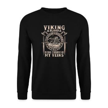 Wiking Blood Rune Motif Design - Unisex Sweatshirt - black - Front - Alina (178cm) & Michal (187cm)