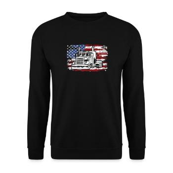 Camion USA Drapeau Chauffeur de camion - Sweat-shirt Unisexe - noir - Devant - Alina (178cm) & Michal (187cm)