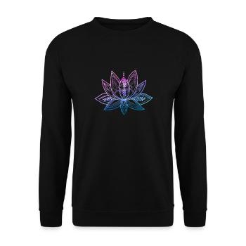 Lotusblume Meditation Yoga Gradient pink blau - Unisex Pullover - Schwarz - Vorne - Alina (178cm) & Michal (187cm)