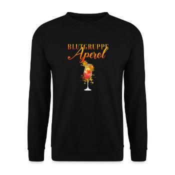 JGA Blutgruppe Aperolspritz Cocktail - Unisex Pullover - Schwarz - Vorne - Alina (178cm) & Michal (187cm)