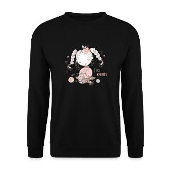 Knitting knitter "I like knitting" - Unisex Sweatshirt - black - Front - Alina (178cm) & Michal (187cm)