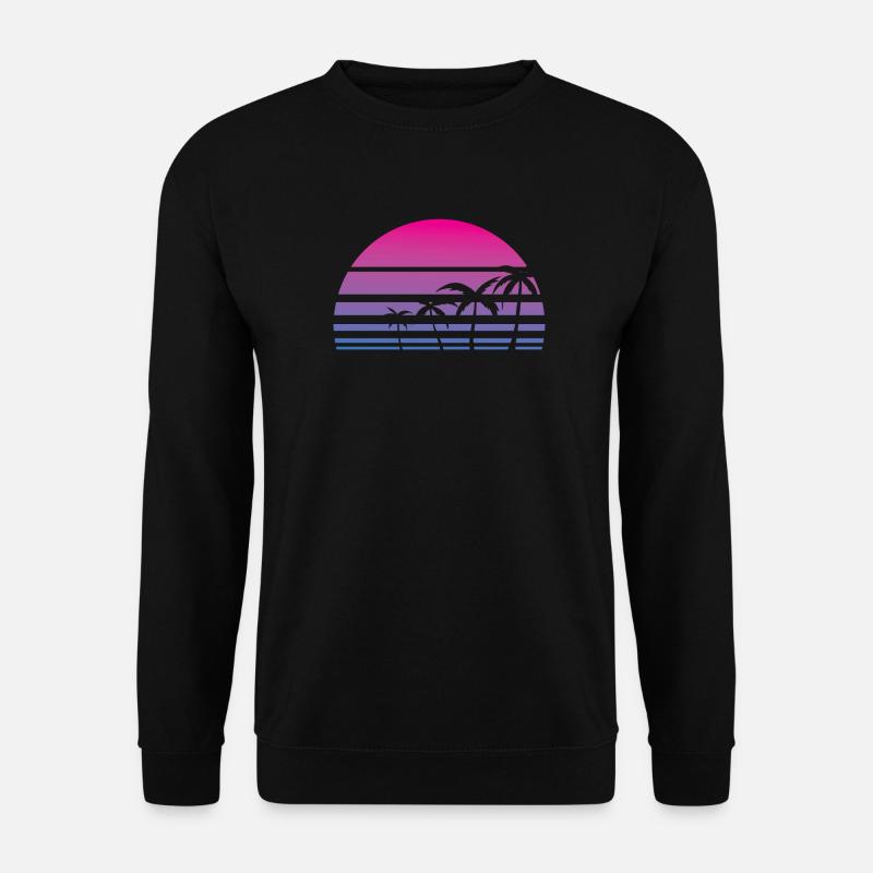 Palm Tree Tropical Summer Retro - Unisex Sweatshirt - black