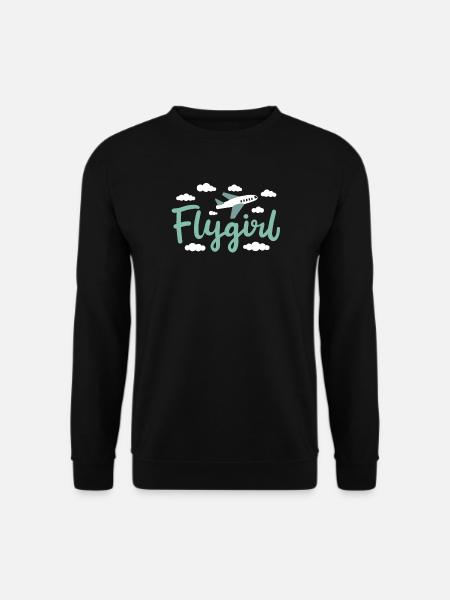 Pilot Girl Flugbegleiterin Flugzeug Luftfahrt - Unisex Pullover - Schwarz