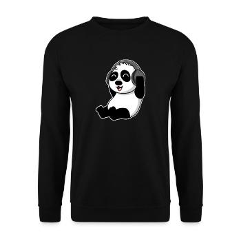 Baby Panda Animal Listens to Music with Headphones - Unisex Sweatshirt - black - Front - Alina (178cm) & Michal (187cm)