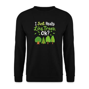 Bäume Wald - Unisex Pullover - Schwarz - Vorne - Alina (178cm) & Michal (187cm)