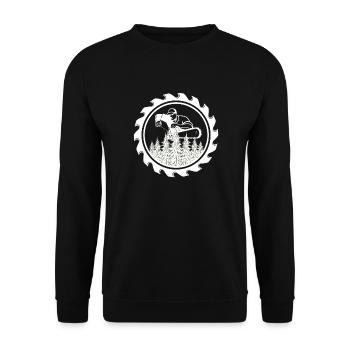 Insigne de la tronçonneuse dans la forêt - Sweat-shirt Unisexe - noir - Devant - Alina (178cm) & Michal (187cm)