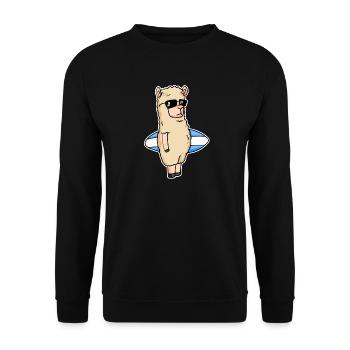 Surfboard Alpaka Surfen - Unisex Pullover - Schwarz - Vorne - Alina (178cm) & Michal (187cm)