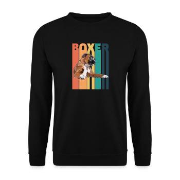 Boxer Chien Rétro - Sweat-shirt Unisexe - noir - Devant - Alina (178cm) & Michal (187cm)