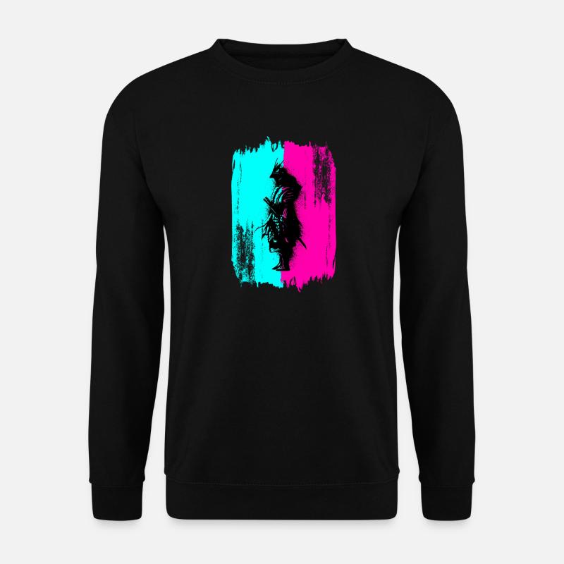 Samurai Silhouette Japan Krieger Schwarz Kunst - Unisex Pullover - Schwarz