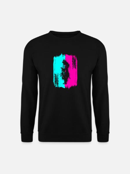 Samurai Krieger Japan Türkis Pink Kunst Manga - Unisex Pullover - Schwarz