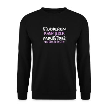 Studieren Kann Jeder - Meister Meisterprüfung - Unisex Pullover - Schwarz - Vorne - Alina (178cm) & Michal (187cm)