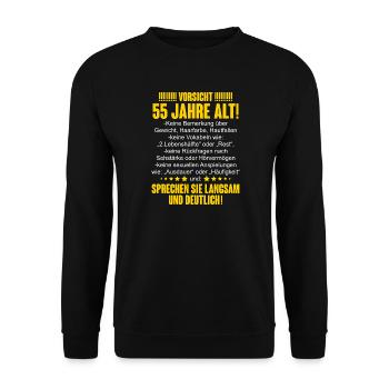 55. Geburtstag - Unisex Pullover - Schwarz - Vorne - Alina (178cm) & Michal (187cm)