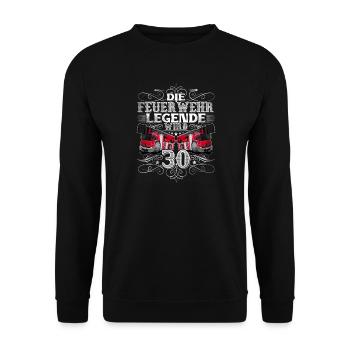 30. Geburtstag Feuerwehrmann Feuerwehr - Unisex Pullover - Schwarz - Vorne - Alina (178cm) & Michal (187cm)
