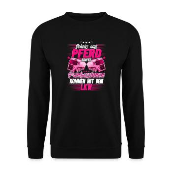 Lkw Fahrerin Berufskraftfahrerin Lastwagenfahrerin - Unisex Pullover - Schwarz - Vorne - Alina (178cm) & Michal (187cm)