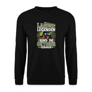 Landwirt Geburtstag Oktober - Unisex Pullover - Schwarz - Vorne - Alina (178cm) & Michal (187cm)