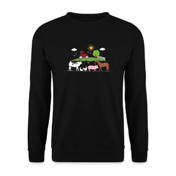 Bauernhof Traktor Nutztiere - Unisex Pullover - Schwarz - Vorne - Alina (178cm) & Michal (187cm)