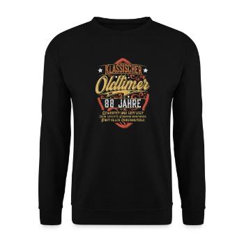 88. Geburtstag Oldtimer - Unisex Pullover - Schwarz - Vorne - Alina (178cm) & Michal (187cm)