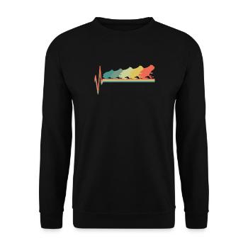 Frosch Amphibie Herzschlag Vintage - Unisex Pullover - Schwarz - Vorne - Alina (178cm) & Michal (187cm)
