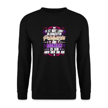 Bäckerin - Unisex Pullover - Schwarz - Vorne - Alina (178cm) & Michal (187cm)
