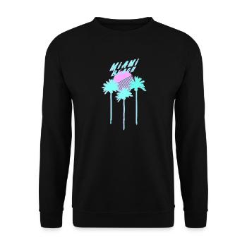 Miami Beach 80's Retro Palmen - Unisex Pullover - Schwarz - Vorne - Alina (178cm) & Michal (187cm)