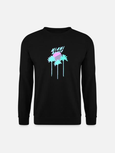 Miami Beach 80's Retro Palmen - Unisex Pullover - Schwarz