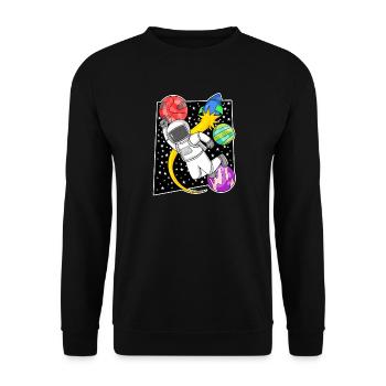 Astronaute dans l’espace avec fusée - Sweat-shirt Unisexe - noir - Devant - Alina (178cm) & Michal (187cm)