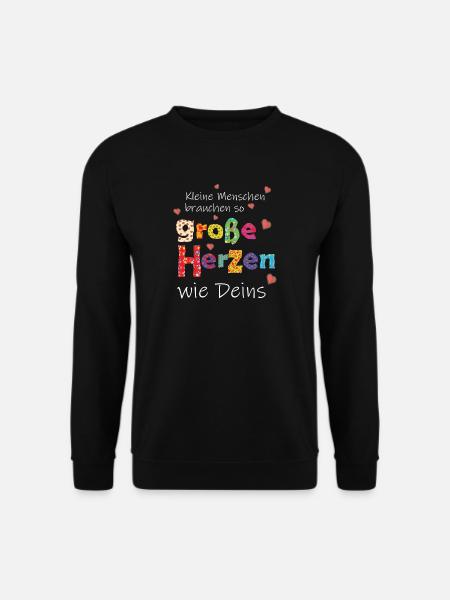 Kleine Menschen brauchen große Herzen - Danke - Unisex Pullover - Schwarz