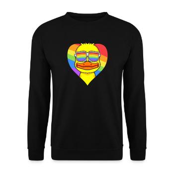 LGBT coeur avec l’arc-en-ciel canard - Sweat-shirt Unisexe - noir - Devant - Alina (178cm) & Michal (187cm)