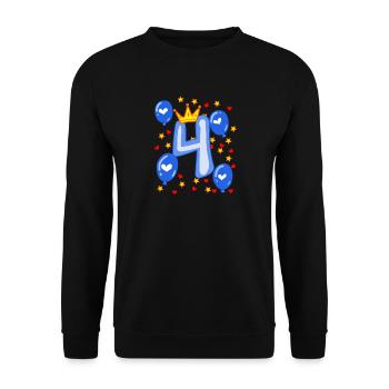 4ème anniversaire jeunes ballons de couronne étoiles - Sweat-shirt Unisexe - noir - Devant - Alina (178cm) & Michal (187cm)