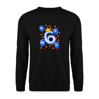 6ème anniversaire jeunes ballons de couronne étoiles - Sweat-shirt Unisexe - noir - Devant - Alina (178cm) & Michal (187cm)