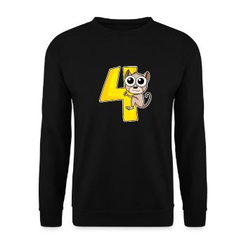 4 Jahre - Tarsier Koboldmaki - 4. Geburtstag - Unisex Pullover - Schwarz - Vorne - Alina (178cm) & Michal (187cm)