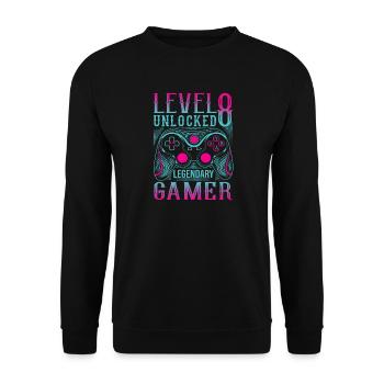 8th Birthday Level 8 Gamer Gaming Gaming - Unisex Sweatshirt - black - Front - Alina (178cm) & Michal (187cm)