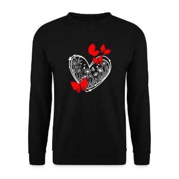 Cadre papillon en forme de fleurs en forme de cœur - Sweat-shirt Unisexe - noir - Devant - Alina (178cm) & Michal (187cm)