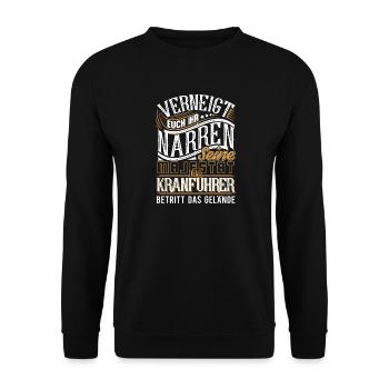 Kranführer - Unisex Pullover - Schwarz - Vorne - Alina (178cm) & Michal (187cm)