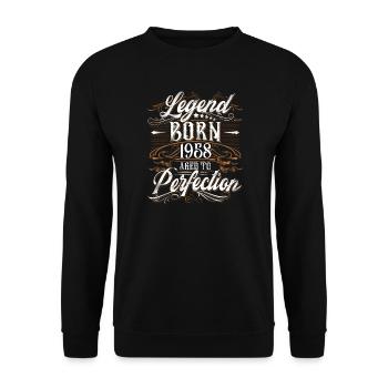 1958 Legend Year of construction Year of birth Year - Unisex Sweatshirt - black - Front - Alina (178cm) & Michal (187cm)